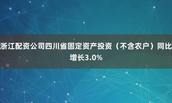 浙江配资公司四川省固定资产投资（不含农户）同比增长3.0%